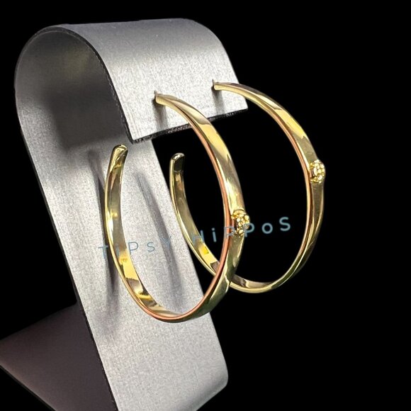 Tory Burch Jewelry - Tory Burch Gold-Plated Hoop Earrings With Logo Studs